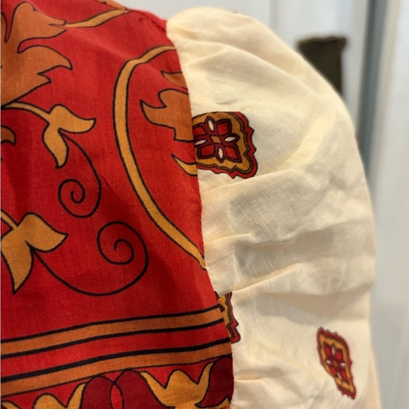 Farm Rio Anthropologie NWT Ainika Cream Midi Dress Sz Xs Boho Long Sleeve - Picture 8 of 12